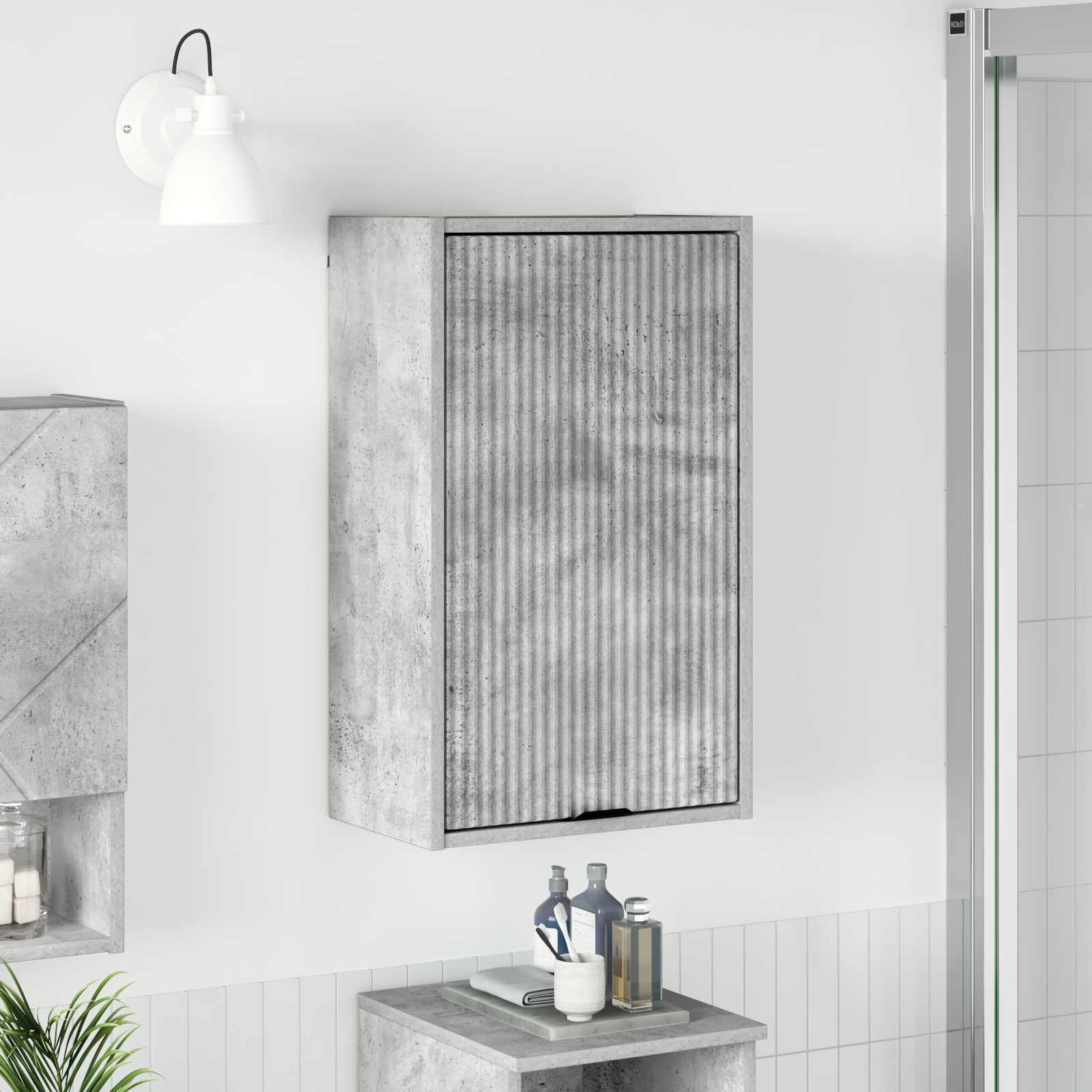 vidaXL Badezimmerschrank Wandmontiert Beton Grau 39 x 23,5 x 65 cm