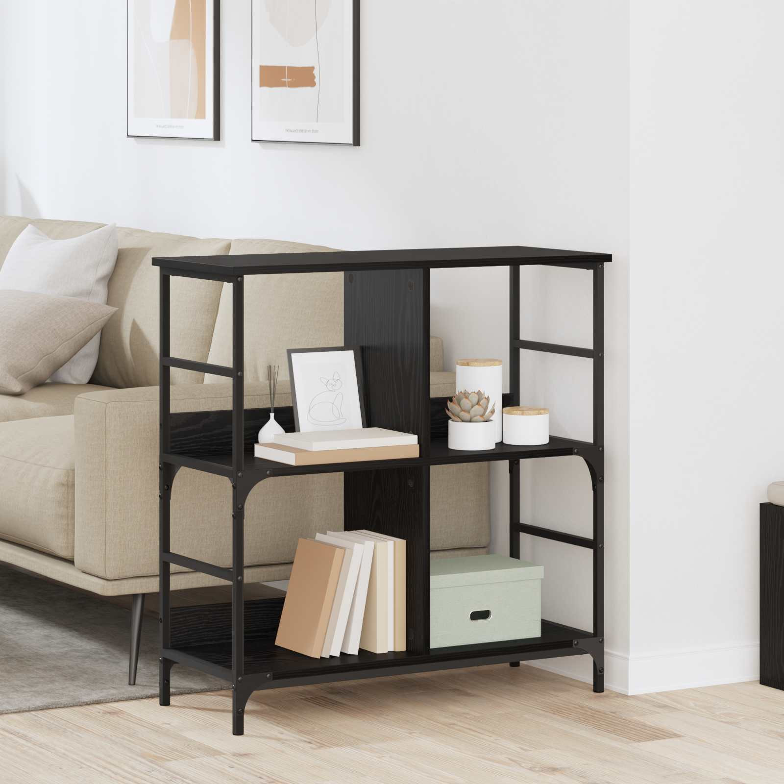 vidaXL Regal Schwarz Eichen-Optik 78,5 x 33 x 82 cm Holzwerkstoff