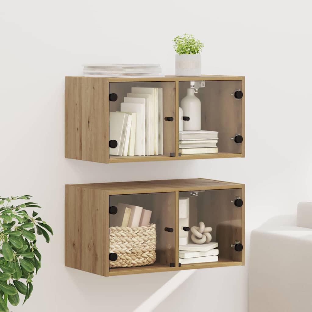 vidaXL Wandschränke 2 Stk. 68 x 37 x 35 cm Holzwerkstoff Artisan-Eiche