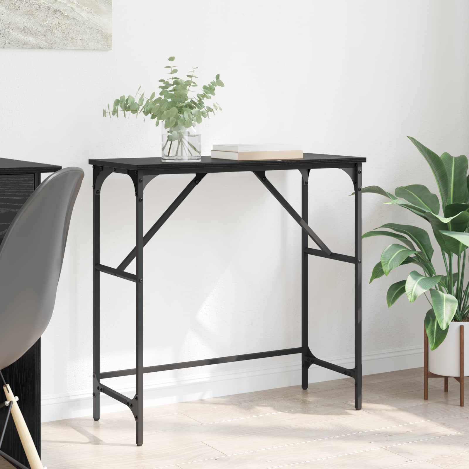 vidaXL Konsolentisch Schwarz Eichen-Optik 75 x 32 x 75 cm