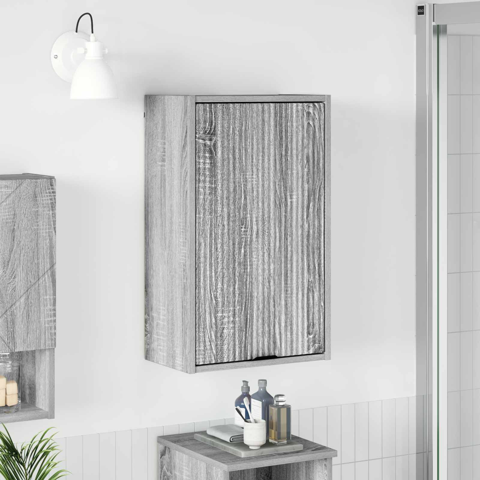 vidaXL Badezimmerschrank Wandmontiert Graues Sonoma 39 x 23,5 x 65 cm