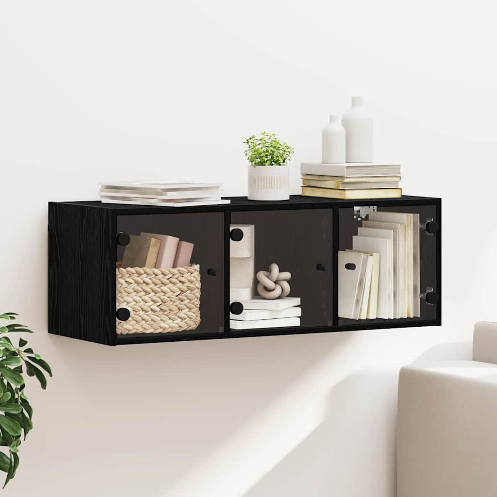 vidaXL Wandschrank Schwarz Eichen-Optik 102 x 37 x 35 cm Holzwerkstoff