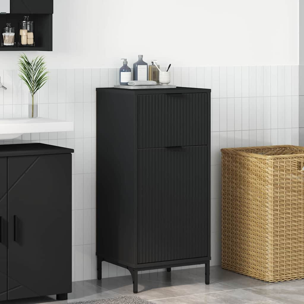 vidaXL Badezimmerschrank mit Schubladen Schwarz 39,5 x 36 x 88 cm