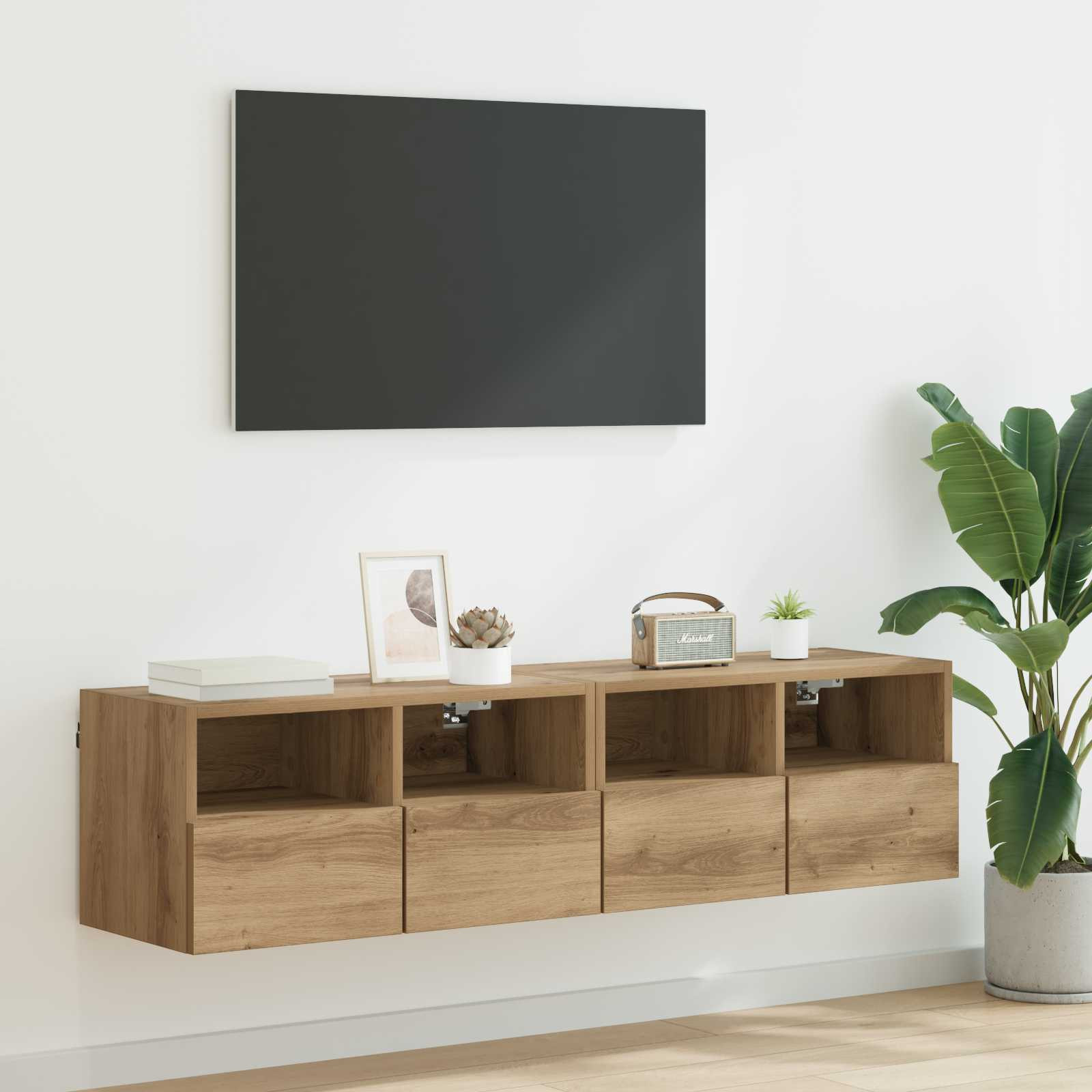 vidaXL TV-Wandregale 2 pcs Artisan-Eiche Holzwerkstoff