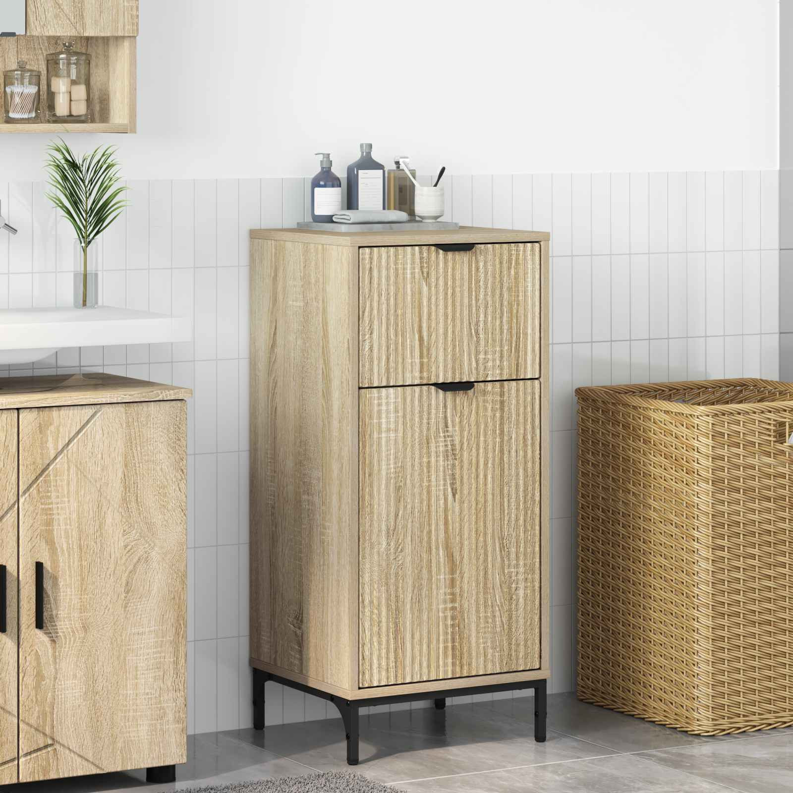 vidaXL Badezimmerschrank mit Schubladen Sonoma-Eiche 39,5 x 36 x 88 cm