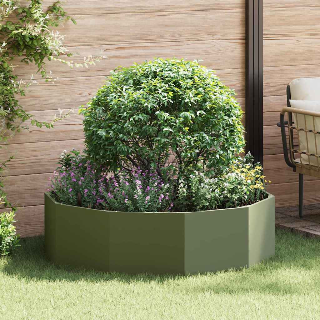 vidaXL Pflanzkübel Olive Grün 120 x 120 x 35 cm Stahl