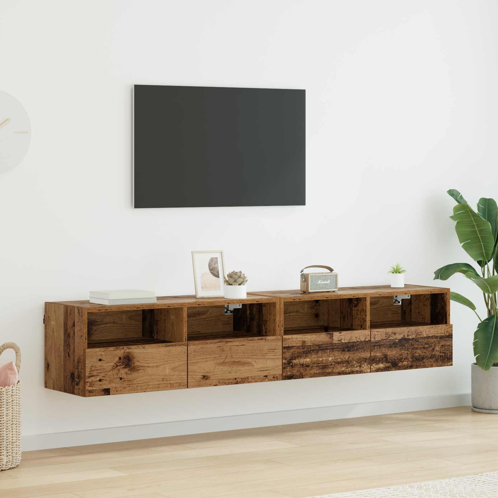 vidaXL TV-Wandregale 2 pcs Altholz 80 x 30 x 30 cm Holzwerkstoff