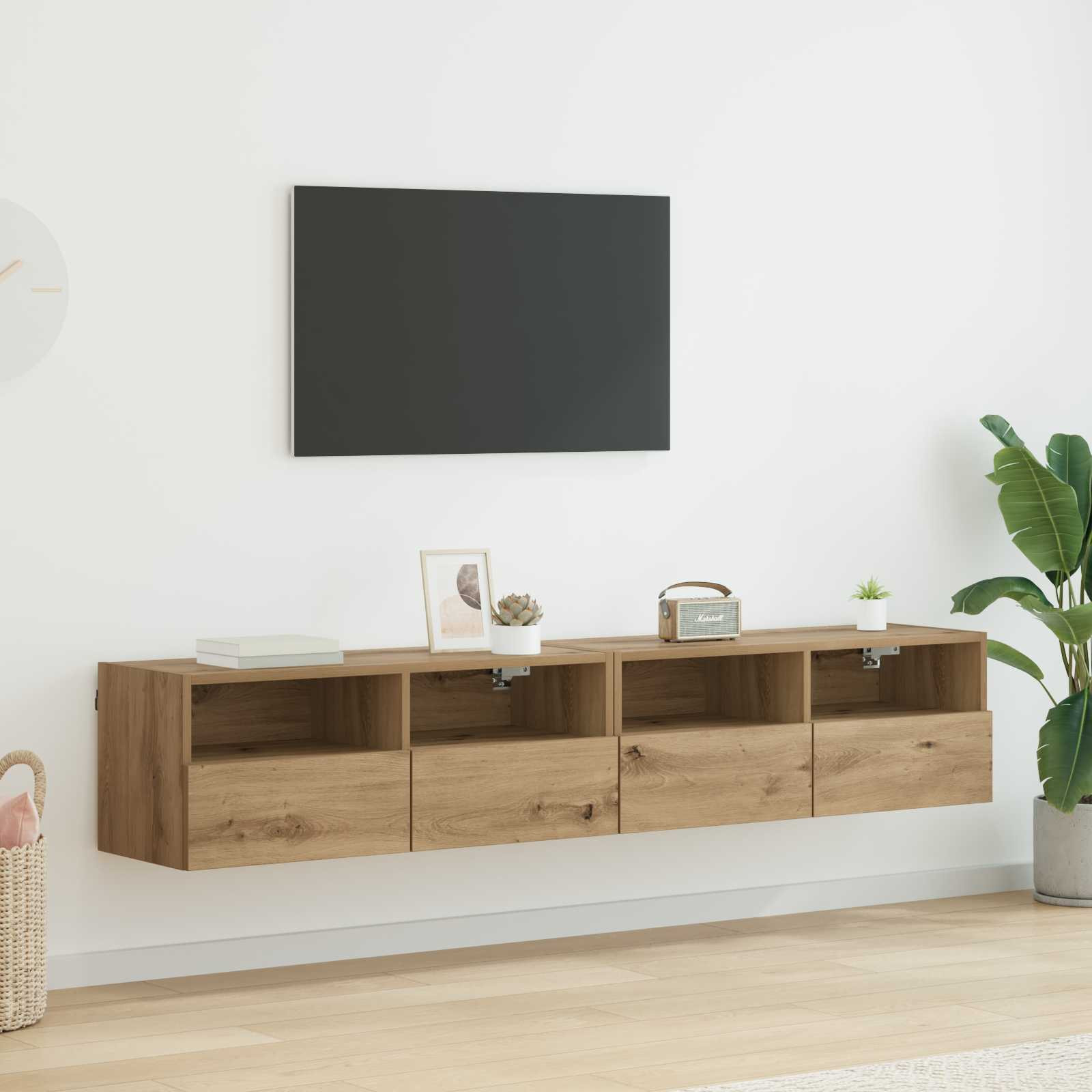 vidaXL TV-Wandregale 2 pcs Artisan-Eiche Holzwerkstoff