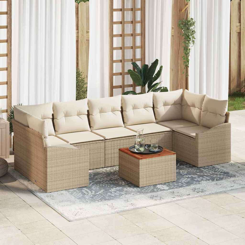 vidaXL Gartensofa-set mit Kissen 8 pcs Beige Poly-Rattan