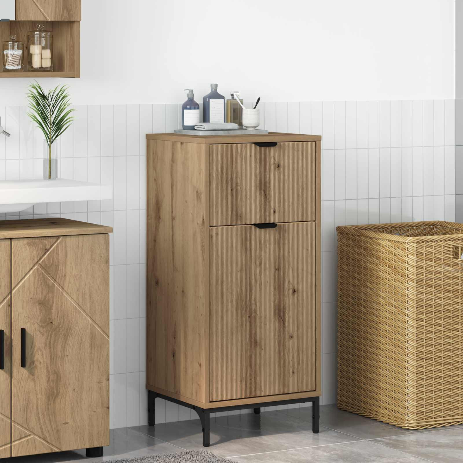 vidaXL Badezimmerschrank Artisan-Eiche 39,5 x 36 x 88 cm