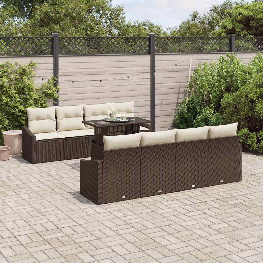 vidaXL Gartensofa-set mit Kissen 7 pcs Braun und Creme Poly-Rattan