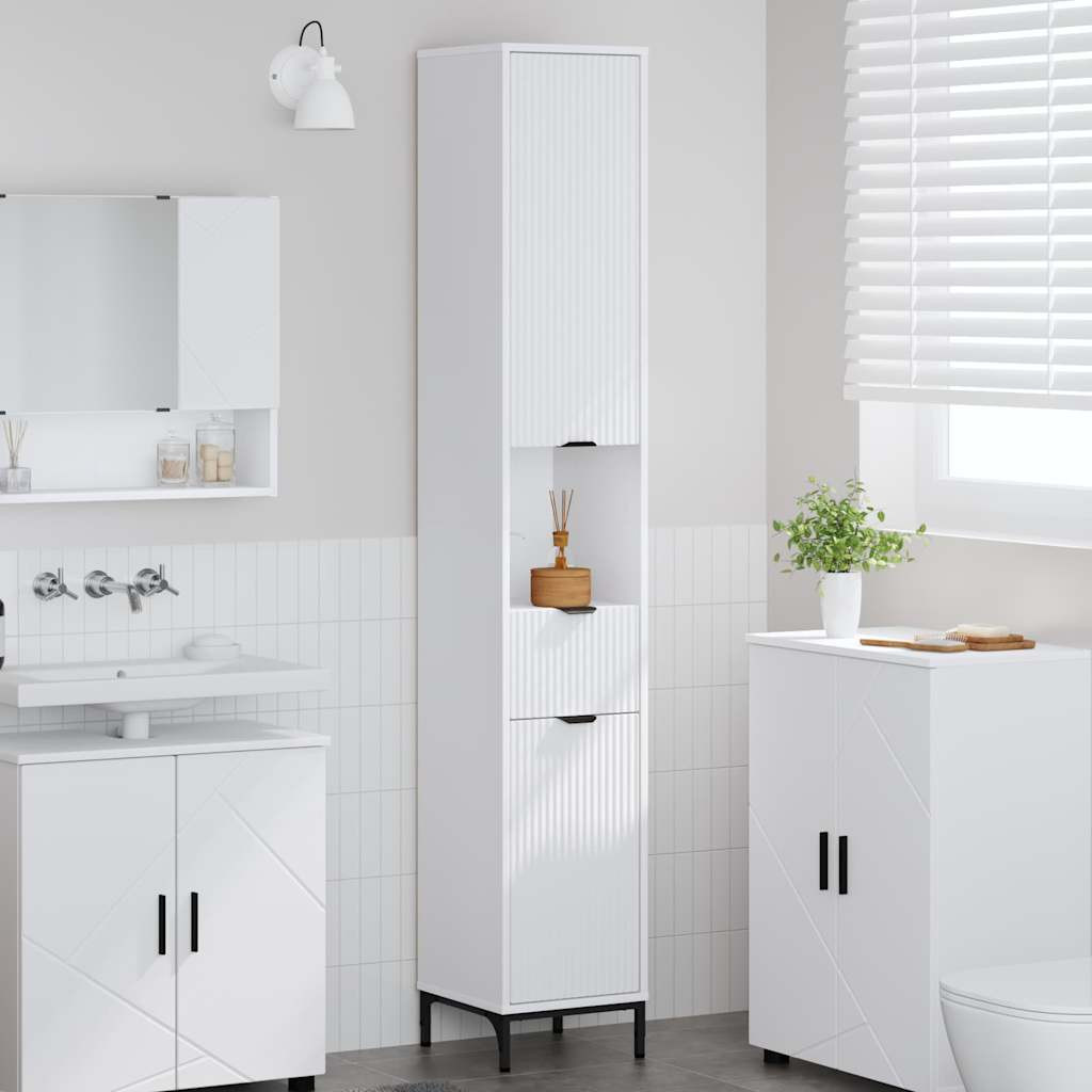 vidaXL Badezimmerschrank Weiß 31,5 x 33 x 190 cm Holzwerkstoff, Metall
