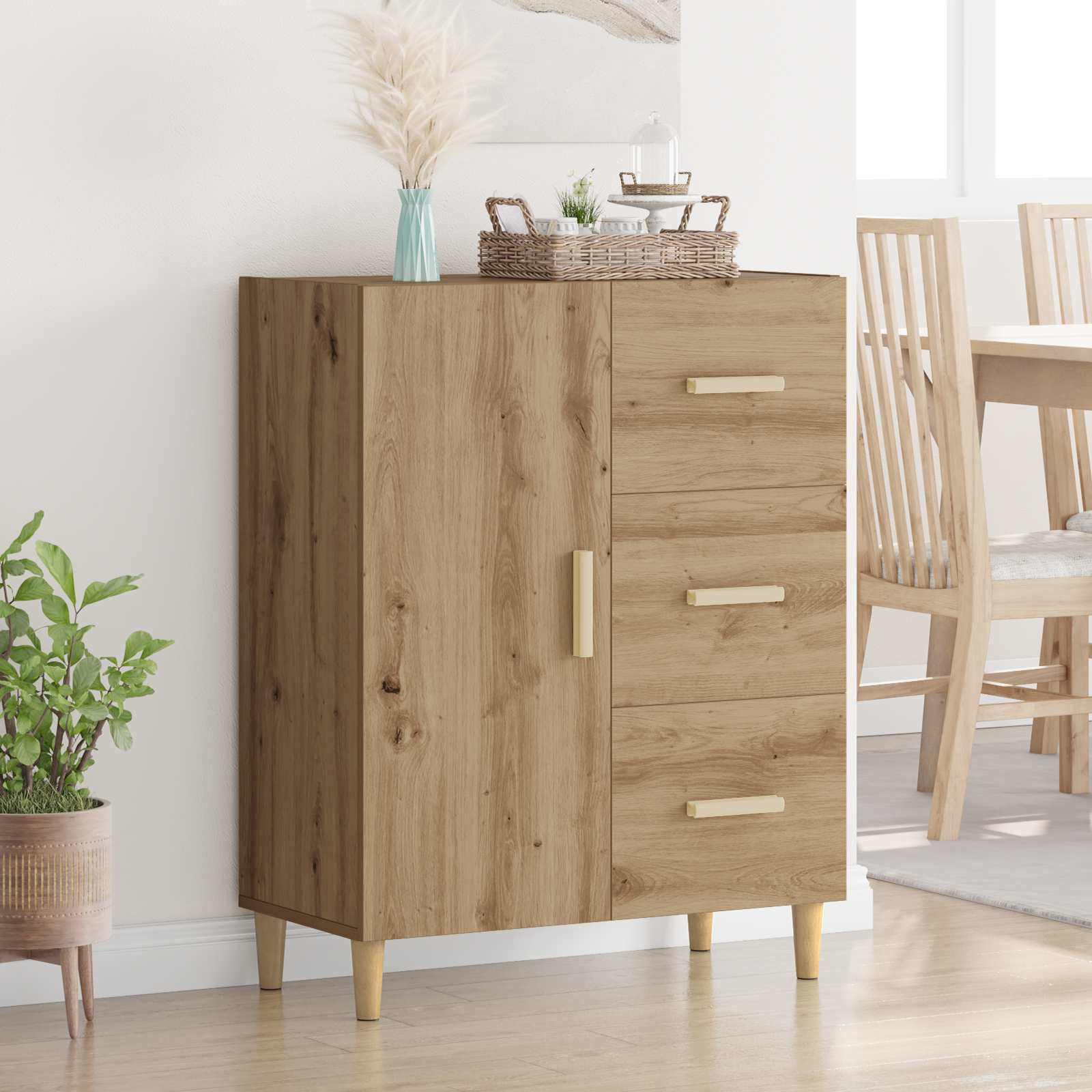 vidaXL Sideboard Artisan-Eiche 34 x 69,5 x 90 cm Holzwerkstoff