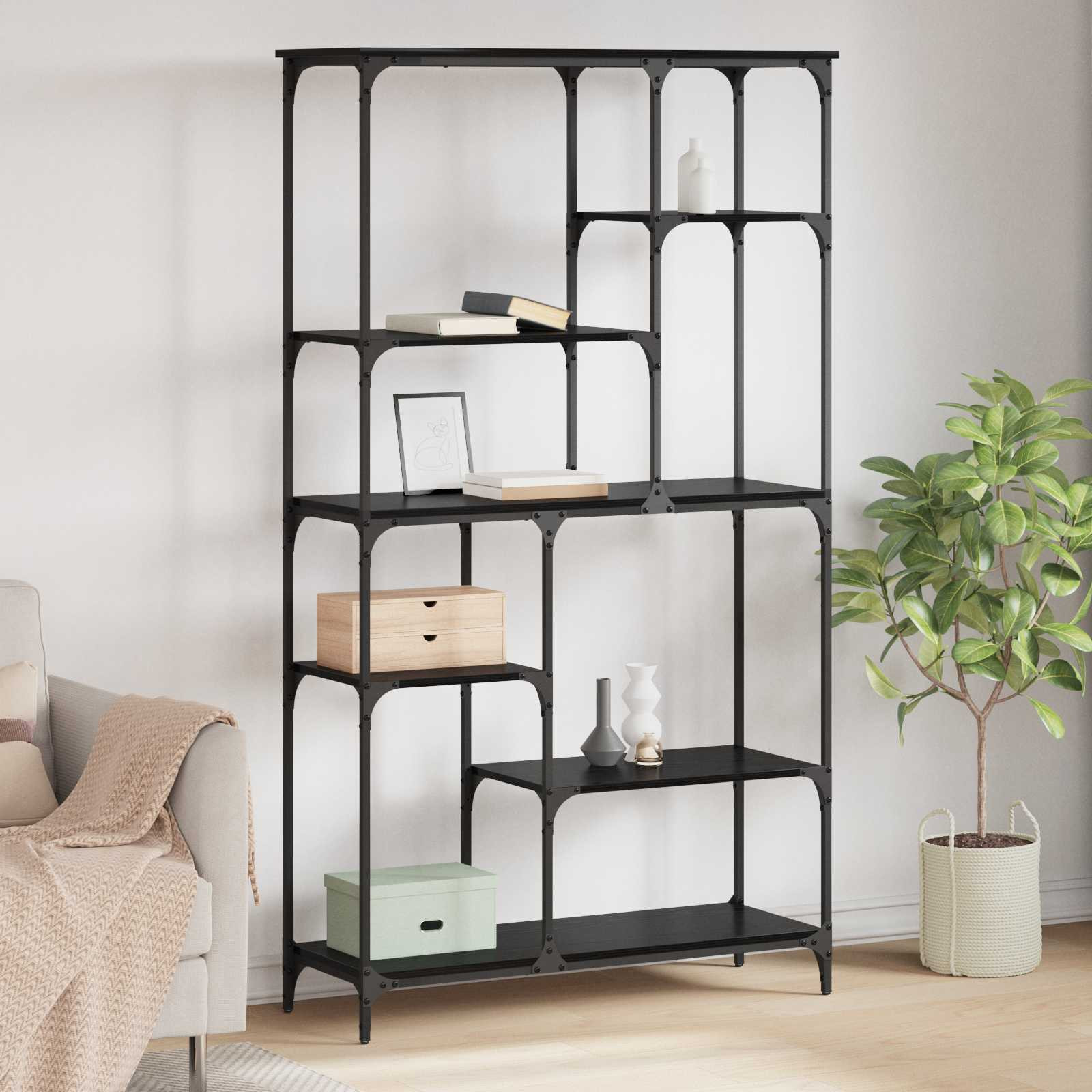 vidaXL Bücherregal Schwarz Eichen-Optik 99 x 35,5 x 176 cm