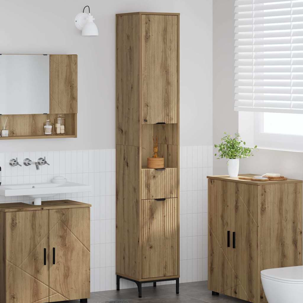 vidaXL Badezimmerschrank Artisan-Eiche 31,5 x 33 x 190 cm