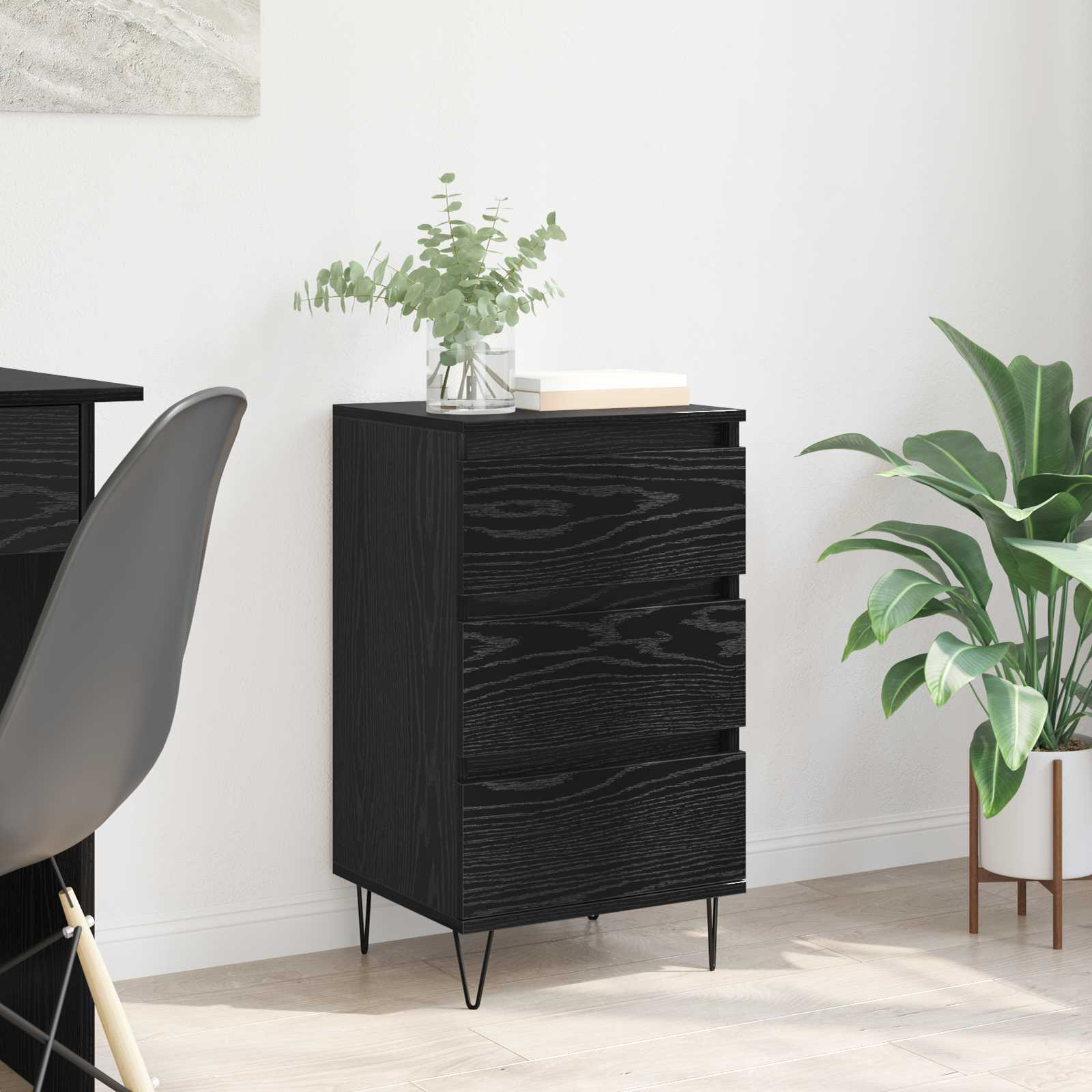 vidaXL Sideboard mit Schubladen Schwarz Eichen-Optik 40 x 35 x 70 cm