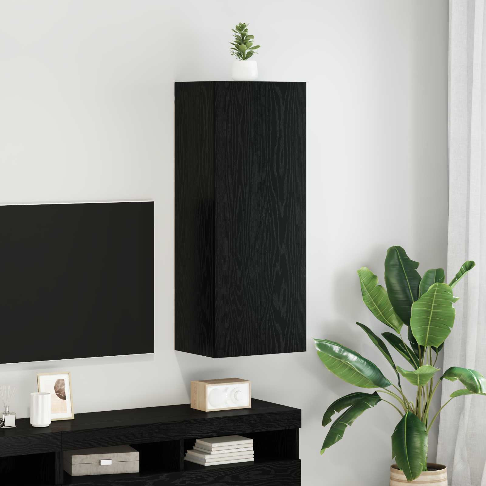 vidaXL TV-Wandschrank Schwarz Eichen-Optik 40,5 x 30 x 102 cm
