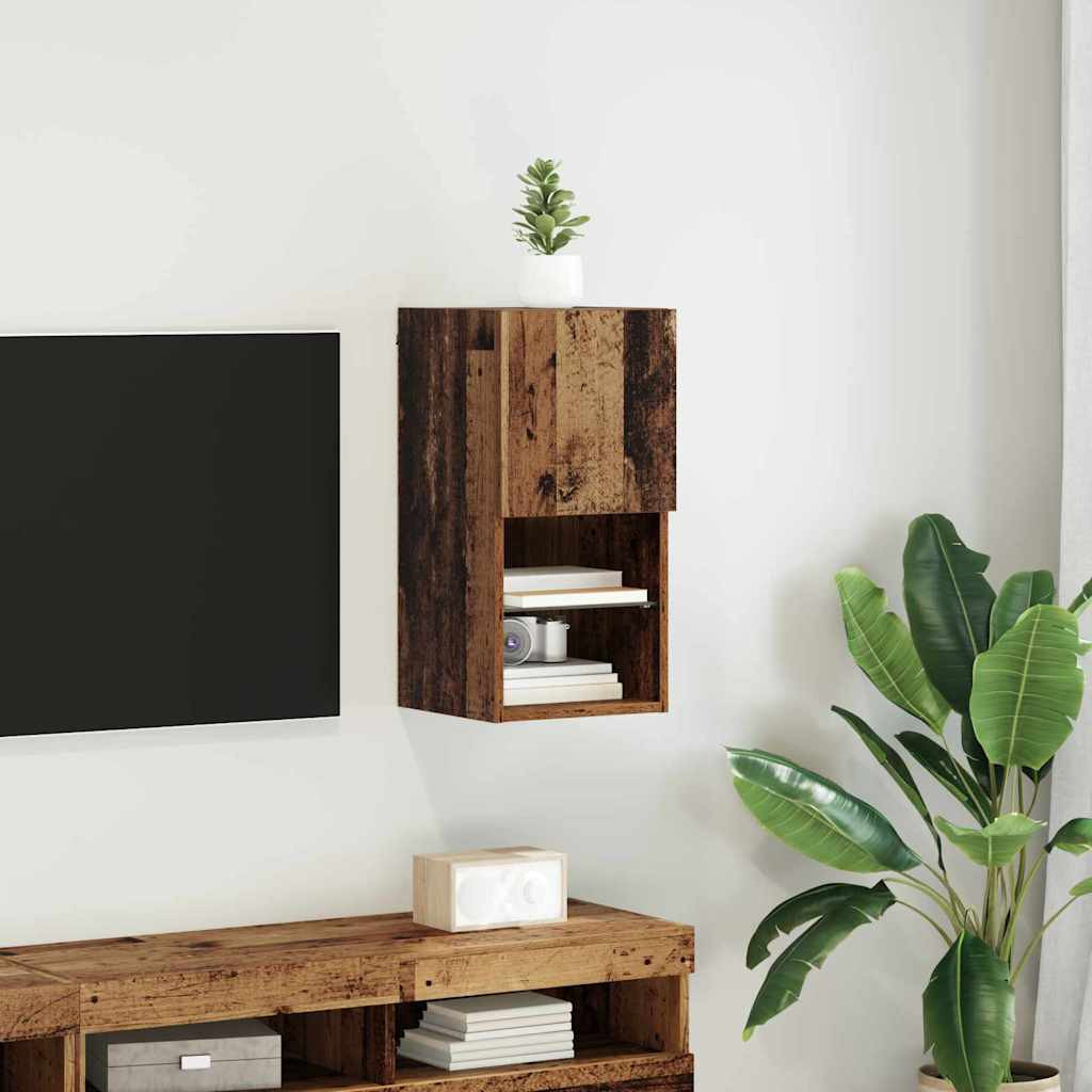 vidaXL Wandmontierter TV-Schrank mit LED Altholz 30,5 x 30 x 60 cm
