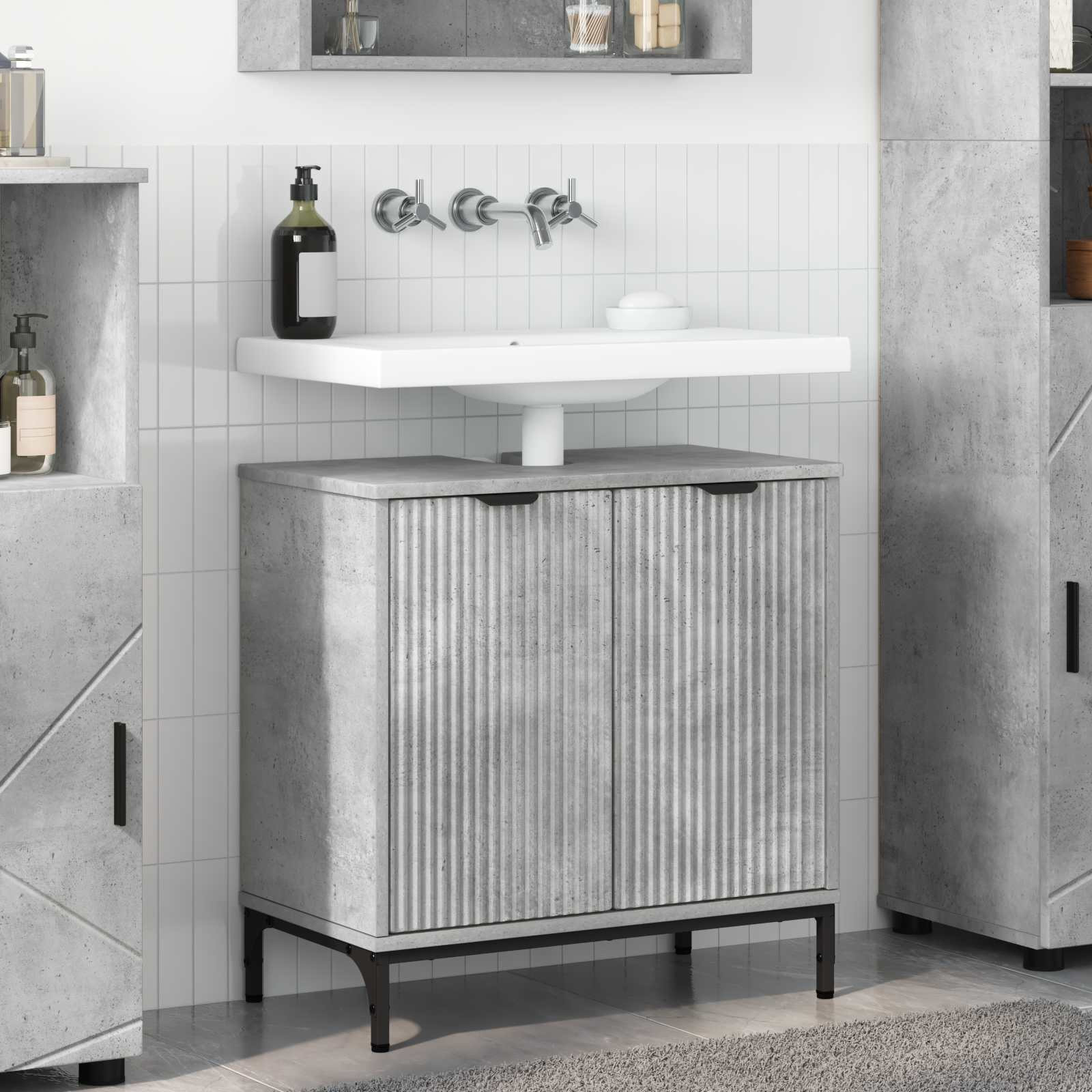 vidaXL Waschbeckenschrank Beton Grau 60,5 x 33,5 x 61 cm Holzwerkstoff