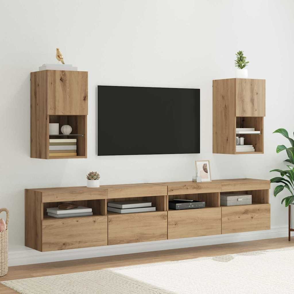 vidaXL Wandmontierte TV-Schränke 2 pcs Artisan-Eiche Holzwerkstoff