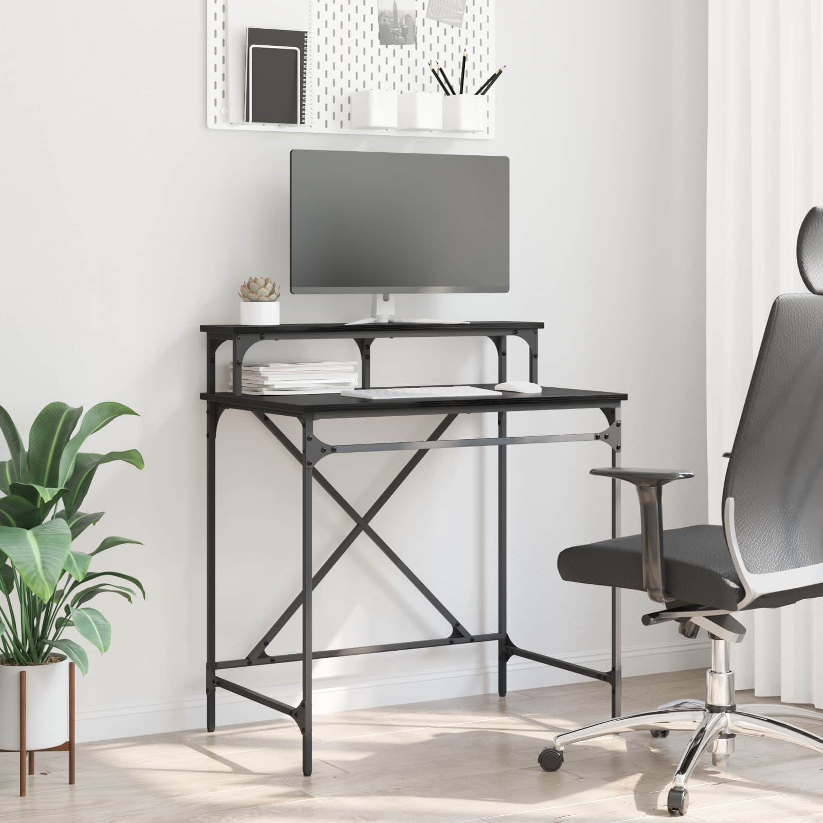 vidaXL Schreibtisch Schwarz Eichen-Optik 80 x 50 x 90 cm Holzwerkstoff