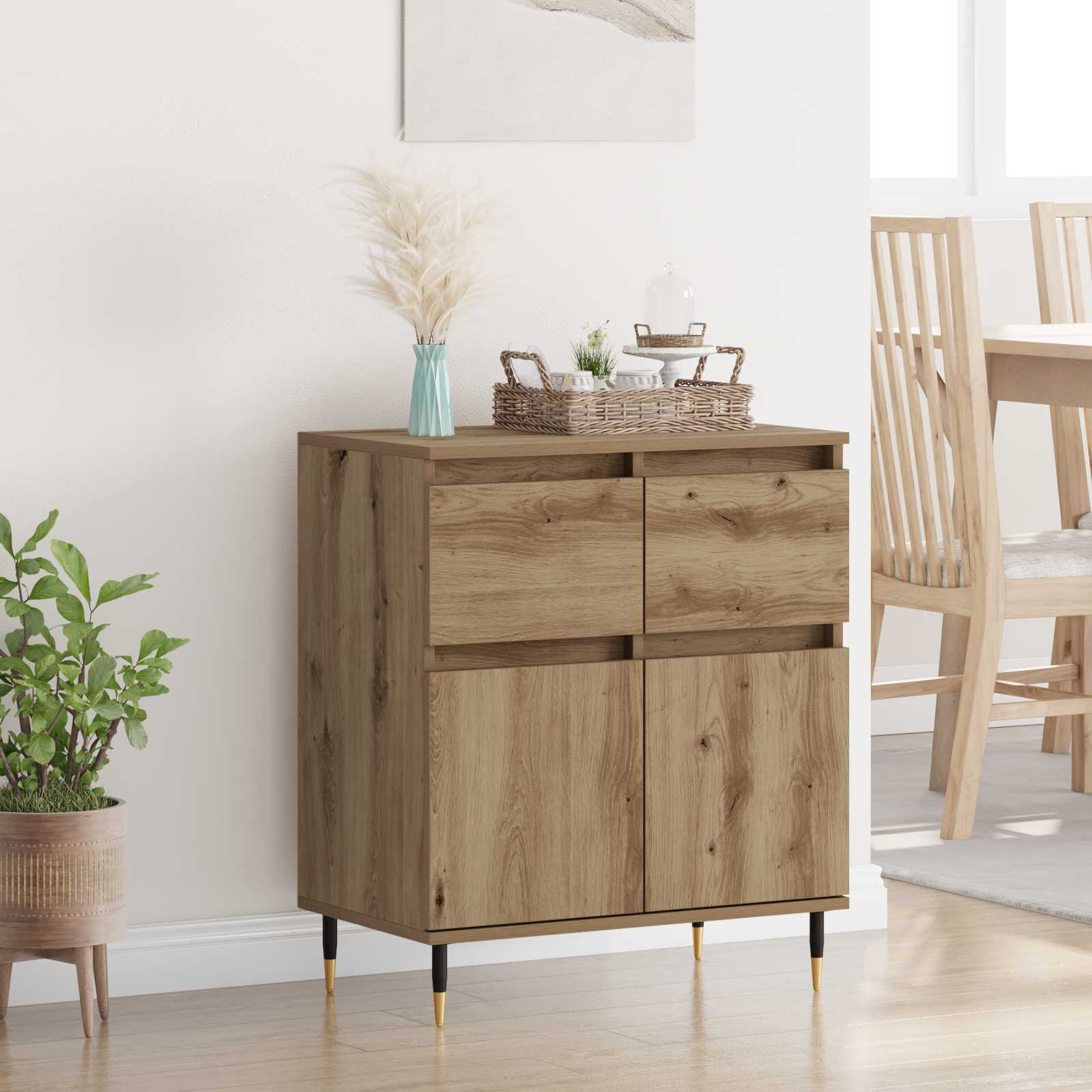 vidaXL Sideboard Artisan-Eiche 60 x 35 x 70 cm Verbundholz und Eisen