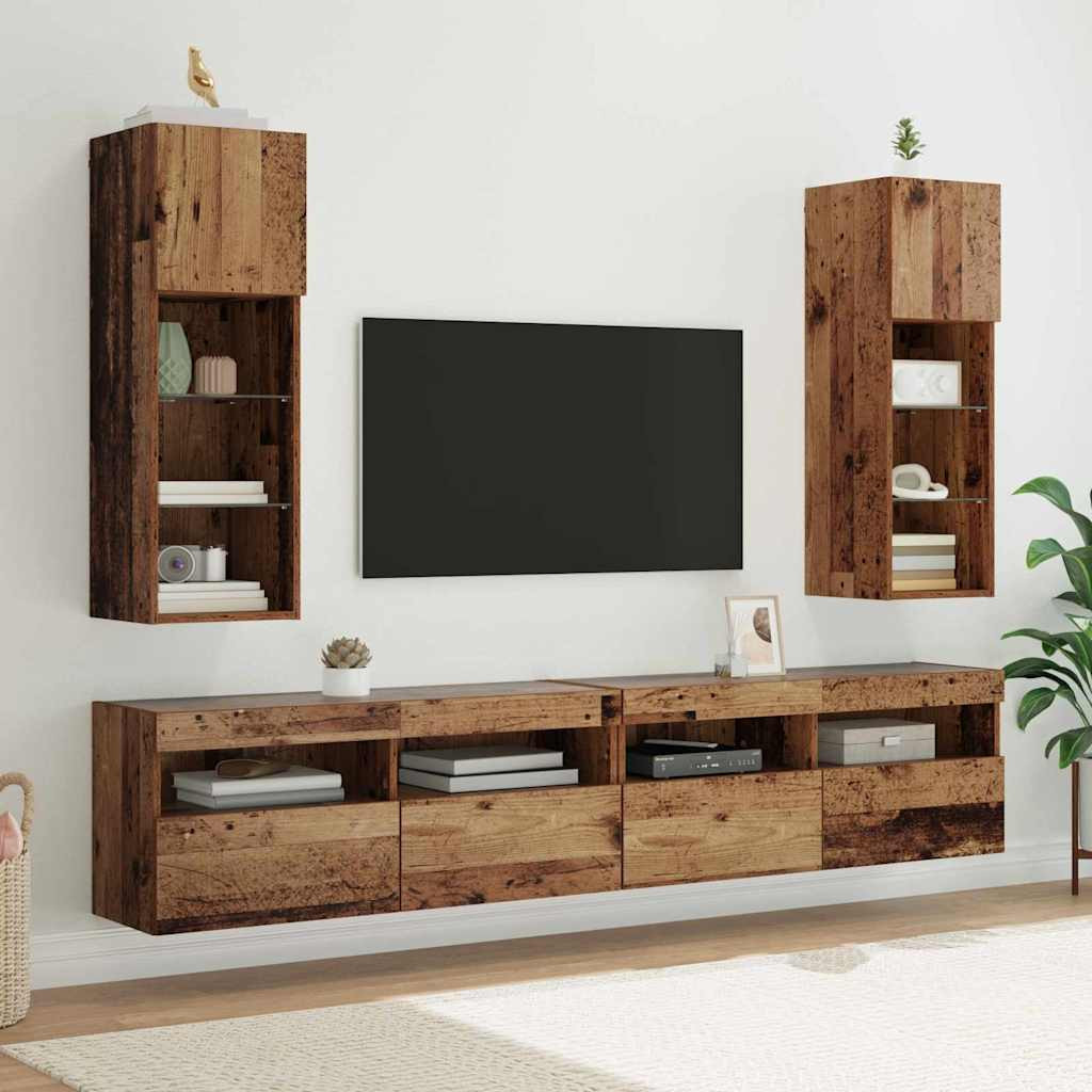vidaXL Wandmontierte TV-Schränke 2 pcs Altholz 30,5 x 30 x 90 cm
