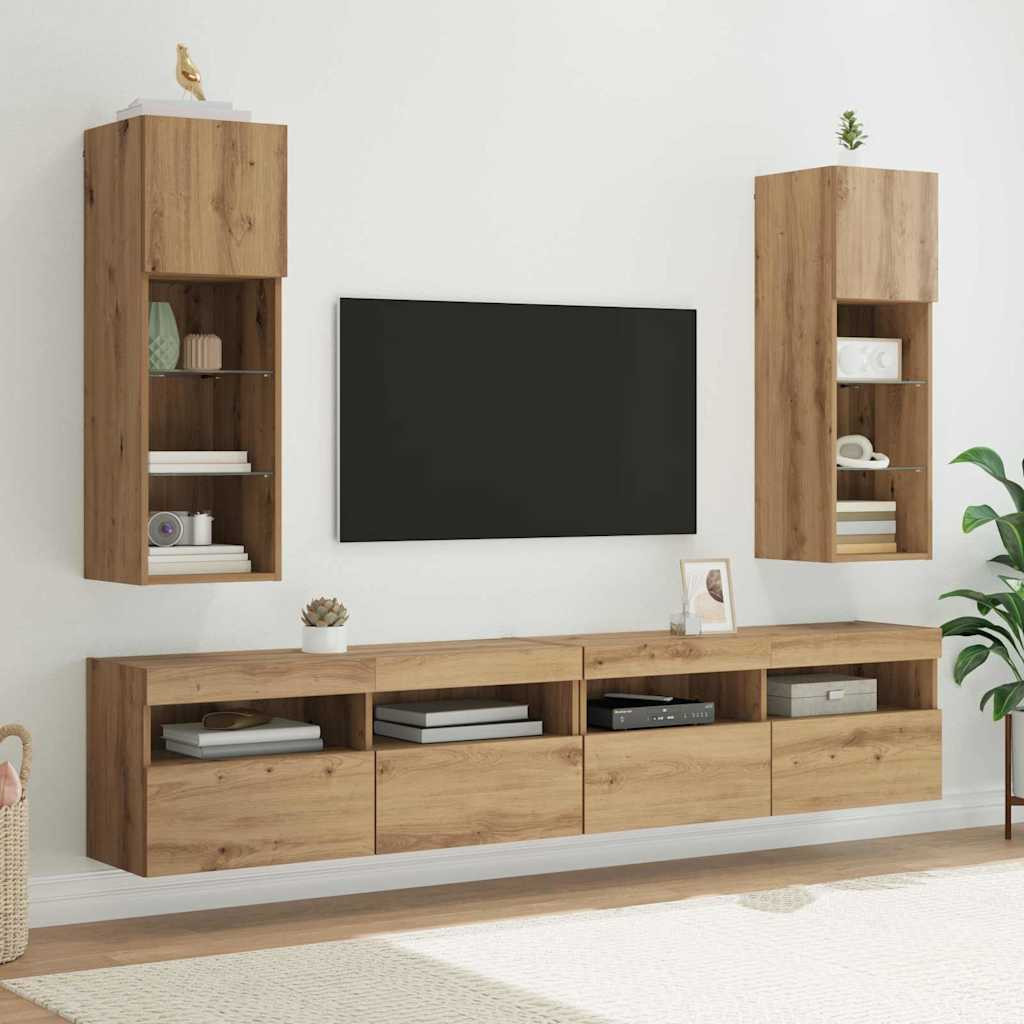 vidaXL Wandmontierte TV-Schränke 2 pcs Artisan-Eiche Holzwerkstoff