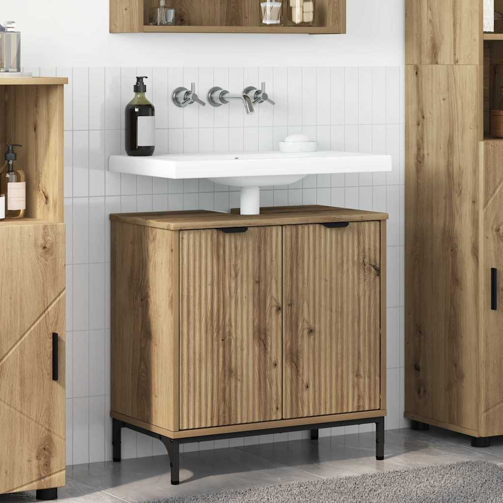vidaXL Waschbeckenschrank Artisan-Eiche 60,5 x 33,5 x 61 cm