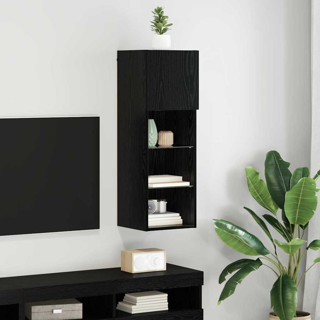 vidaXL Wandmontierter TV-Schrank Schwarz Eichen-Optik Holzwerkstoff