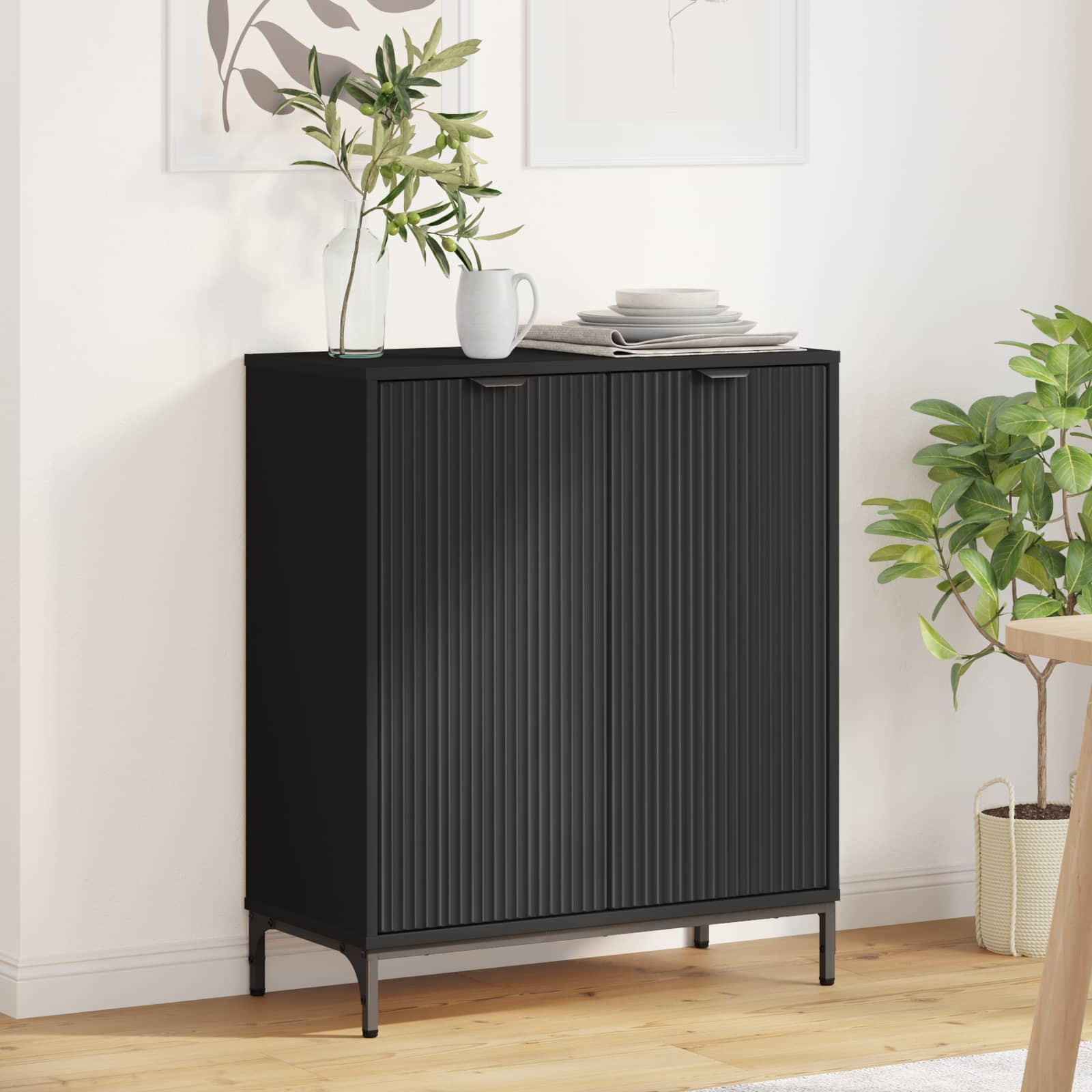 vidaXL Sideboard Schwarz 69,5 x 33 x 82 cm Holzwerkstoff