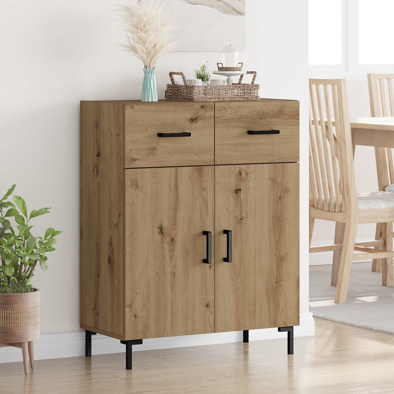 vidaXL Sideboard Artisan-Eiche 69,5 x 34 x 90 cm Holzwerkstoff