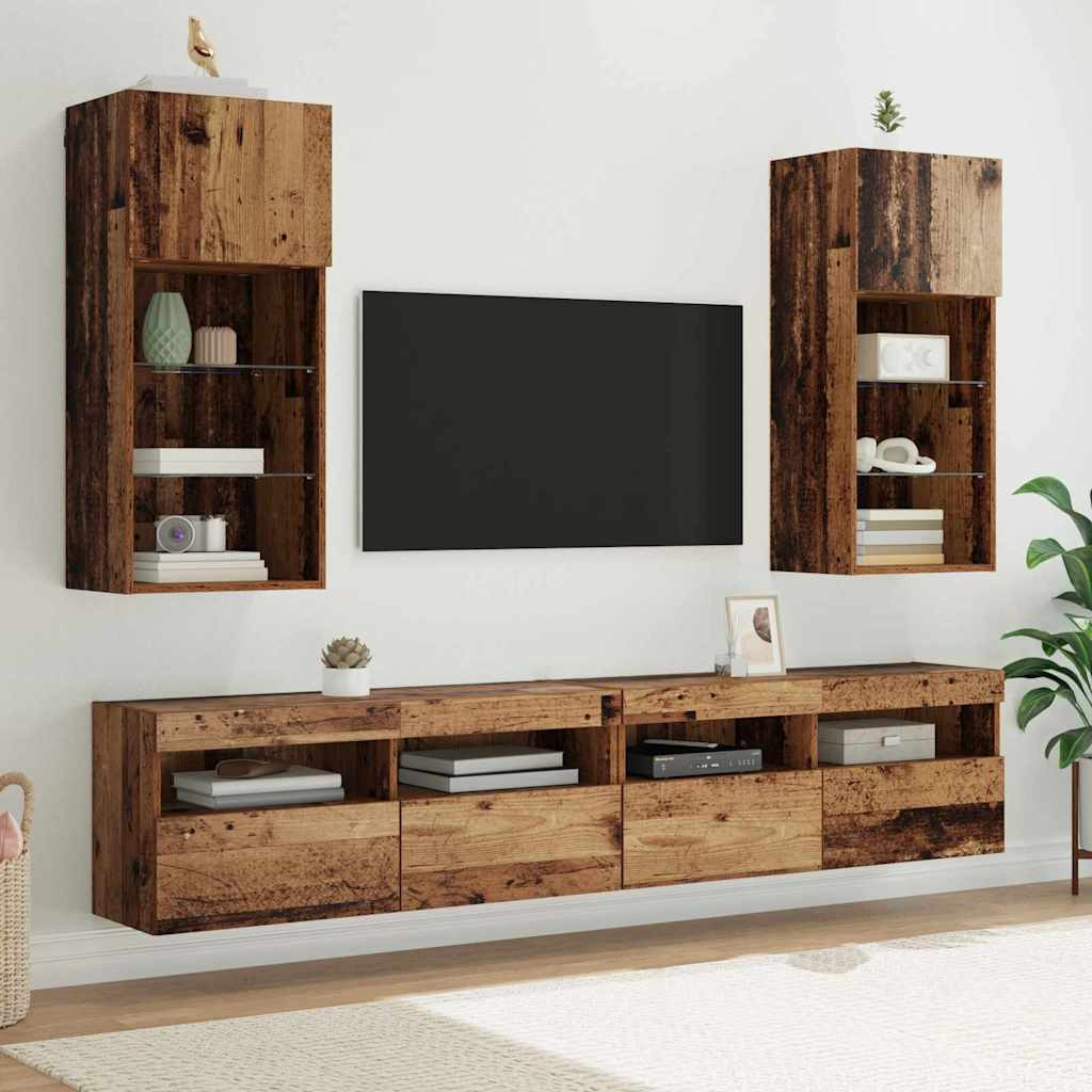 vidaXL Wandmontierte TV-Schränke 2 pcs Altholz 40,5 x 30 x 90 cm
