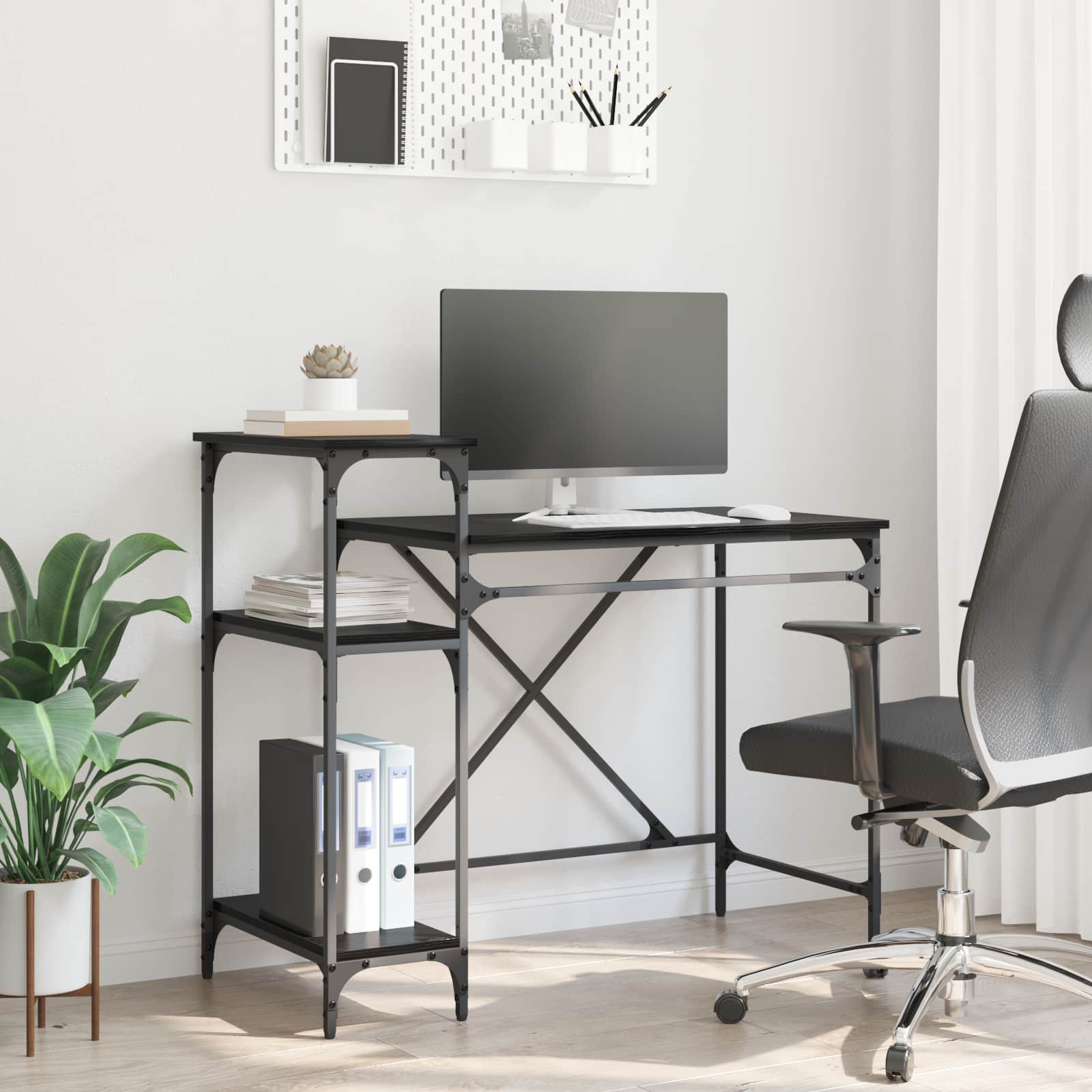 vidaXL Schreibtisch Schwarz Eichen-Optik 105 x 50 x 90 cm