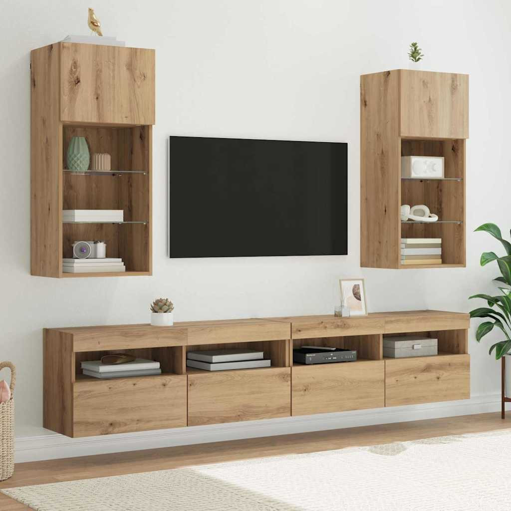 vidaXL Wandmontierte TV-Schränke 2 pcs Artisan-Eiche Holzwerkstoff