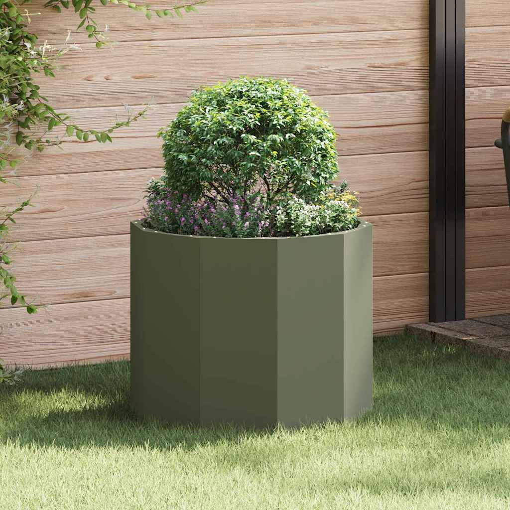 vidaXL Pflanzkübel Olive Grün 60 x 60 x 50 cm Stahl