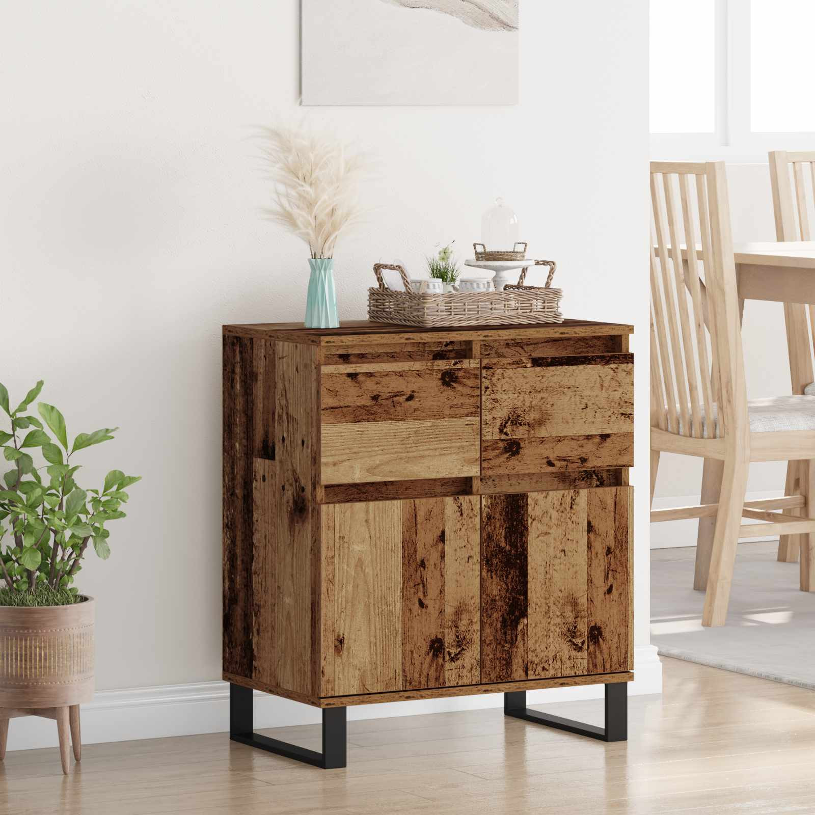 vidaXL Sideboard Altholz 60 x 35 x 70 cm Verbundholz und Eisen