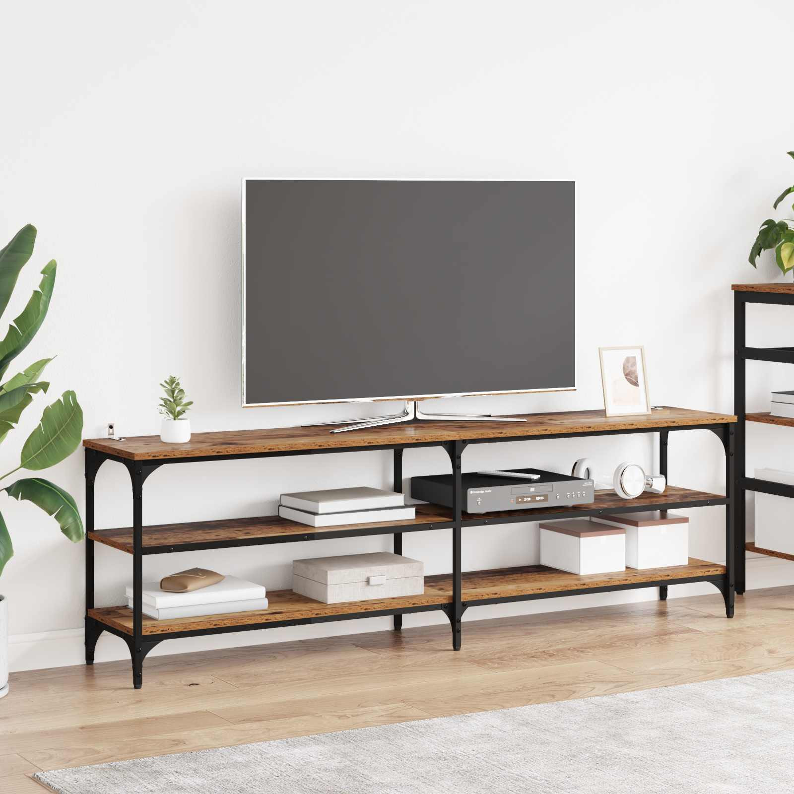 vidaXL TV-Schränk Altholz 160 x 30 x 50 cm Verbundholz und Eisen
