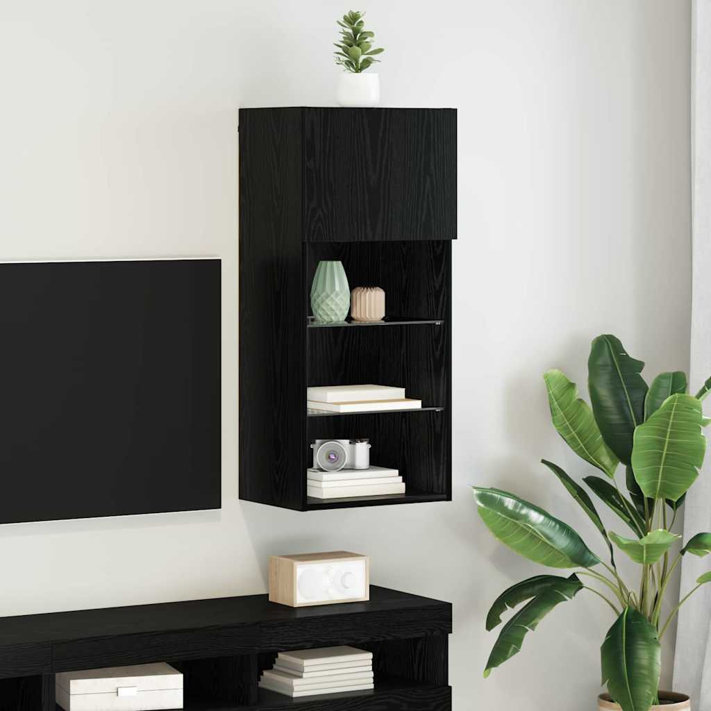 vidaXL Wandmontierter TV-Schrank Schwarz Eichen-Optik Holzwerkstoff