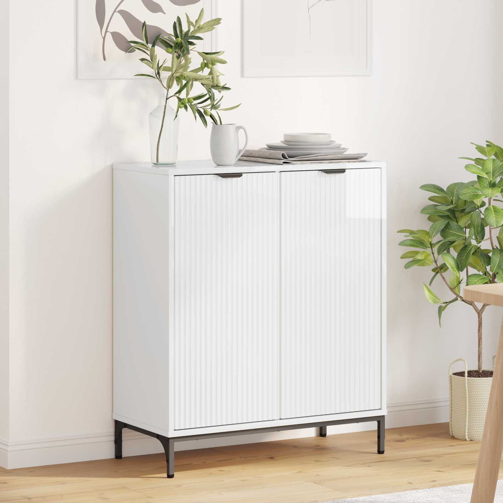 vidaXL Sideboard Hochglanz Weiß 69,5 x 33 x 82 cm Holzwerkstoff
