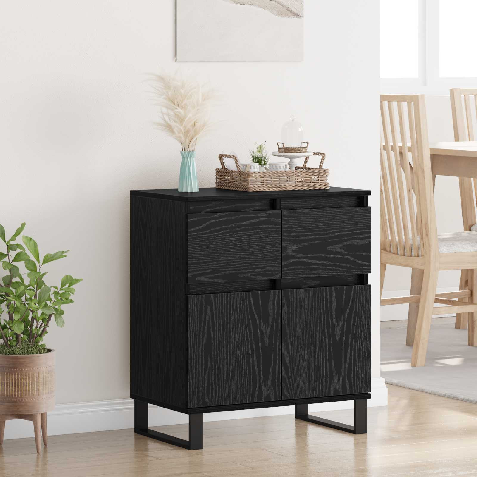 vidaXL Sideboard mit Schubladen Schwarz Eichen-Optik 60 x 35 x 70 cm