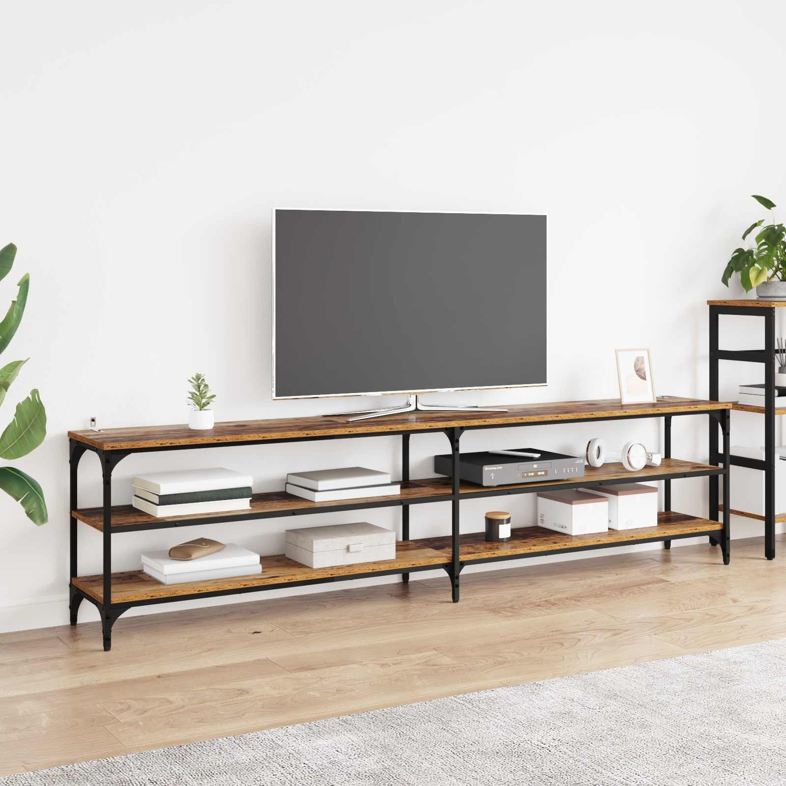 vidaXL TV-Schränk Altholz 200 x 30 x 50 cm Verbundholz und Eisen