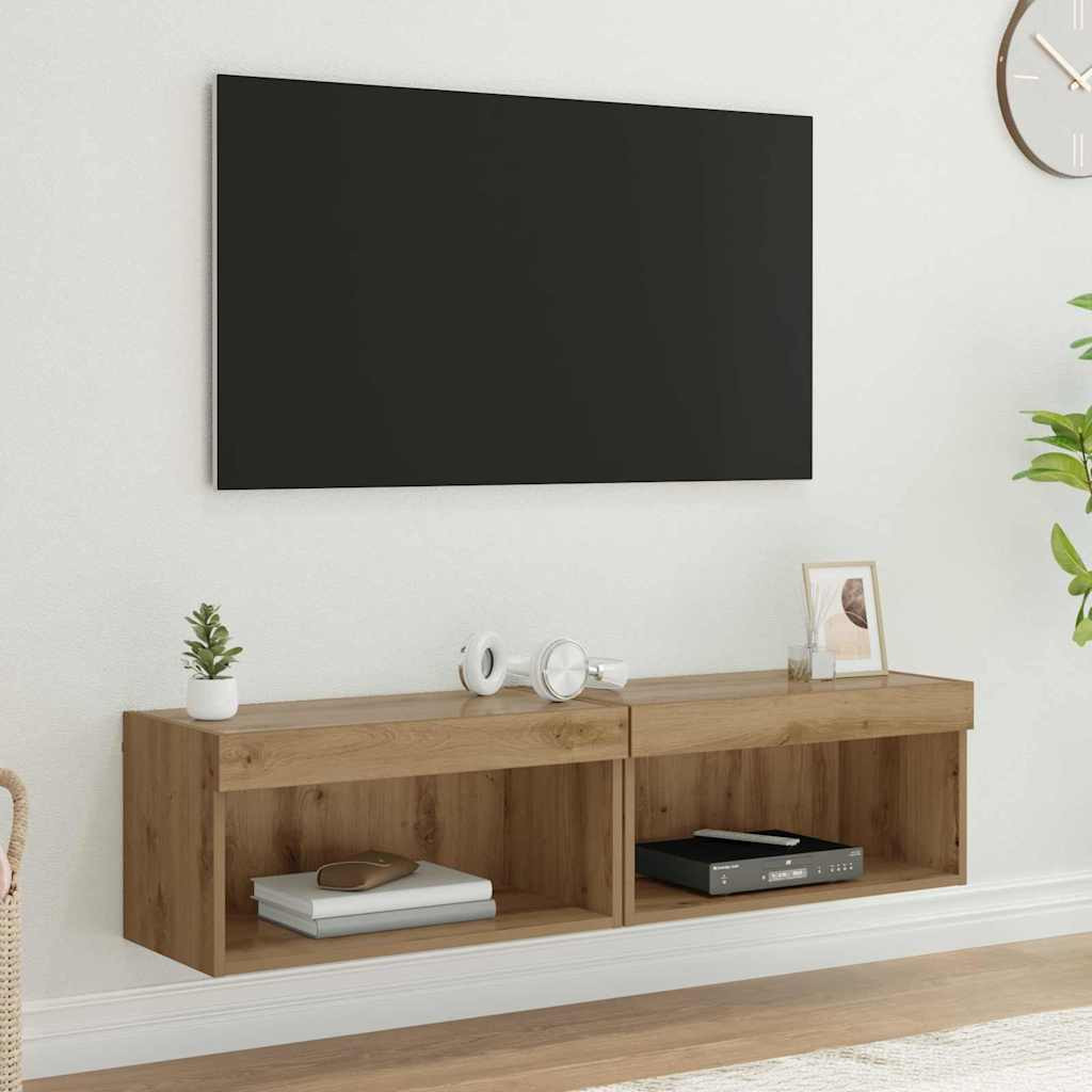 vidaXL TV-Schrankset 2 pcs Artisan-Eiche Holzwerkstoff