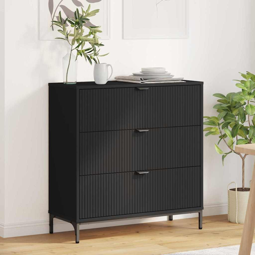 vidaXL Sideboard Schwarz 79,5 x 33 x 82 cm Holzwerkstoff