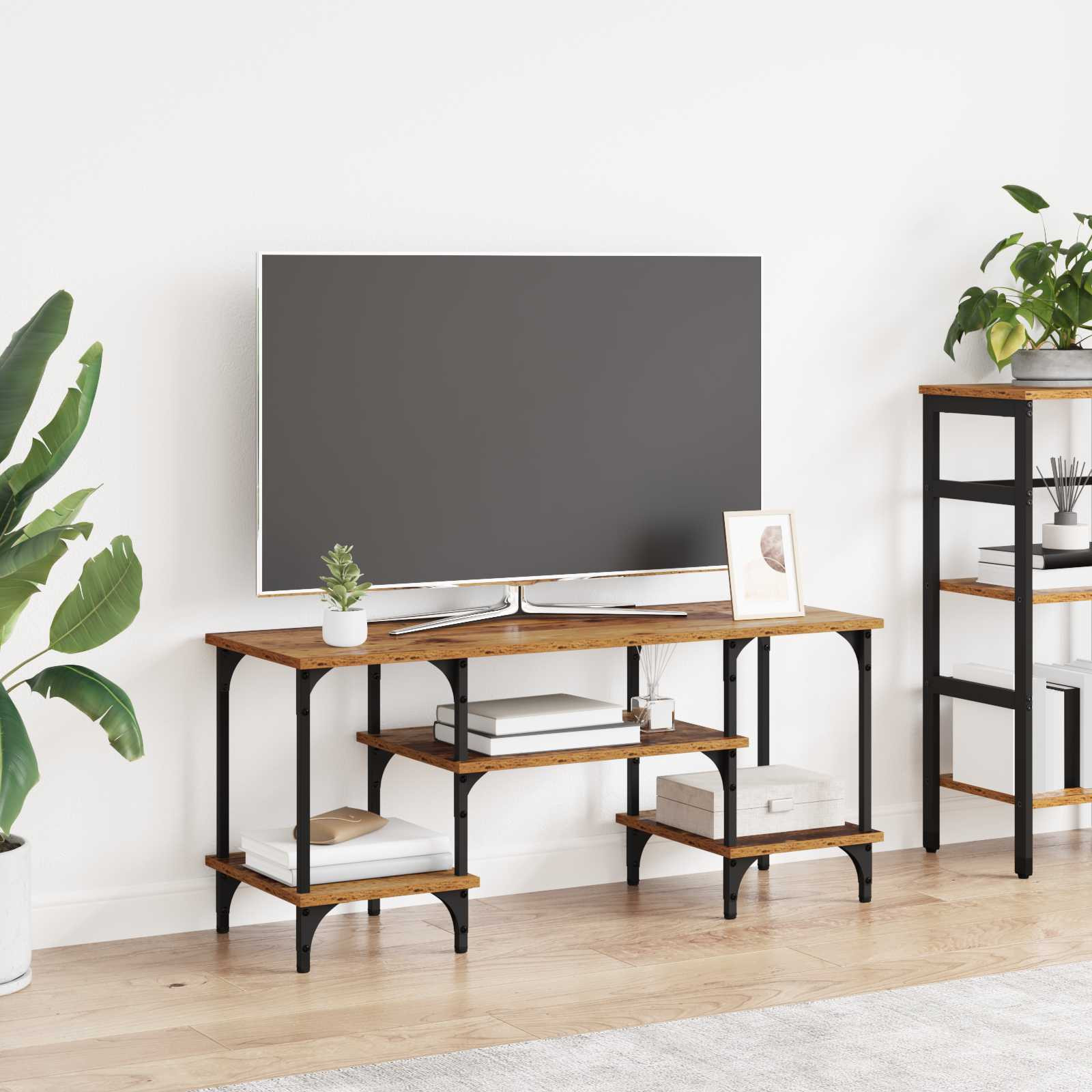 vidaXL TV-Schränk Altholz 102 x 35 x 45,5 cm Verbundholz und Eisen