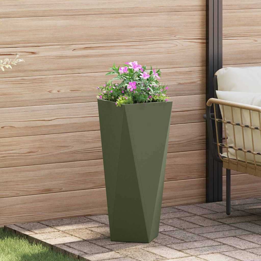 vidaXL Pflanzkübel Olive Grün 30 x 30 x 75 cm Stahl