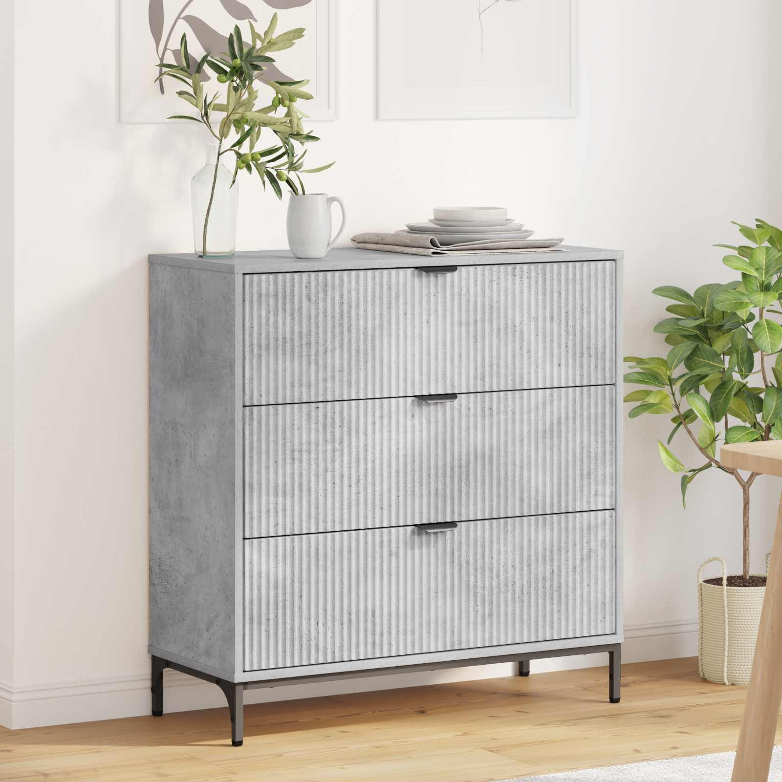vidaXL Sideboard Beton Grau 79,5 x 33 x 82 cm Holzwerkstoff