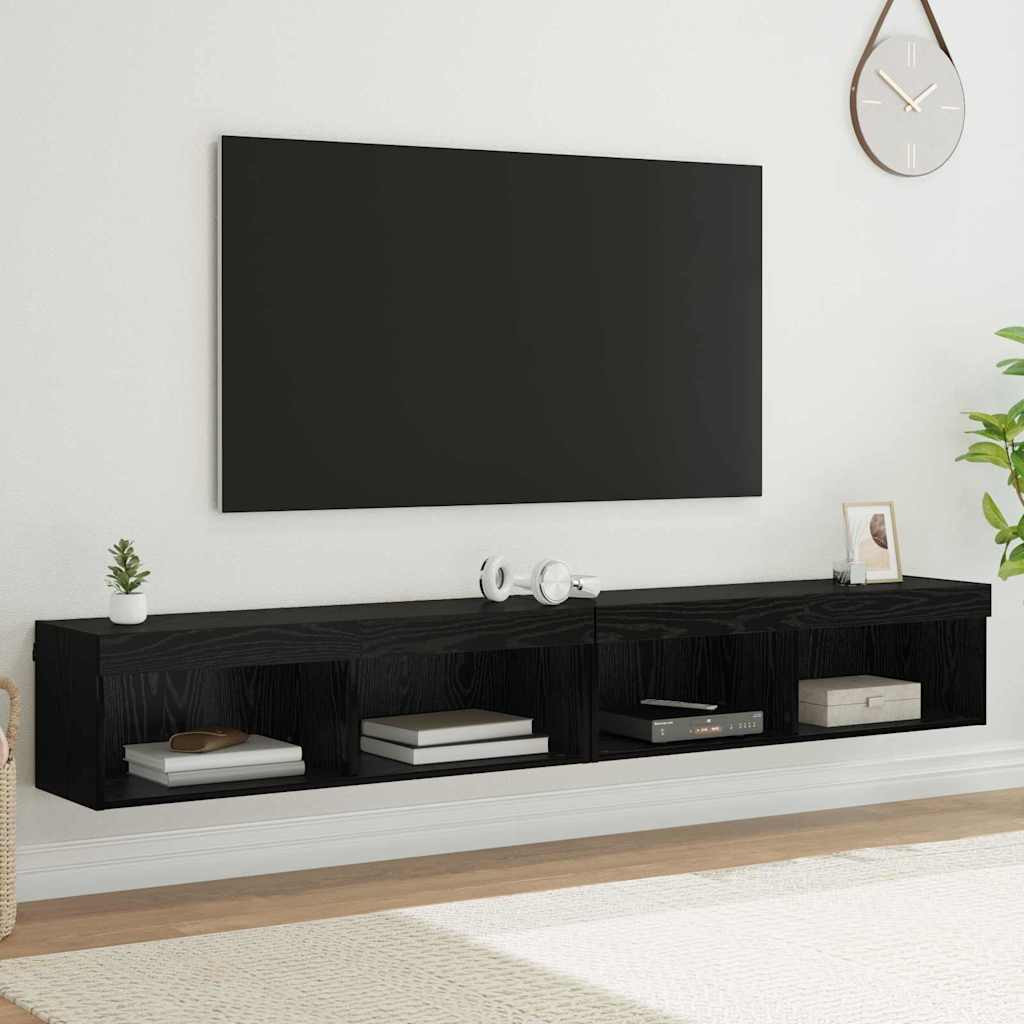 vidaXL TV-Schrankset 2 pcs Schwarz Eichen-Optik 100 x 30 x 30 cm