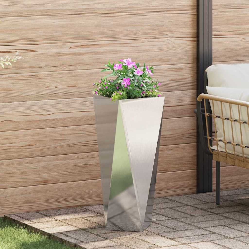 vidaXL Pflanzkübel Silber 30 x 30 x 75 cm Edelstahl