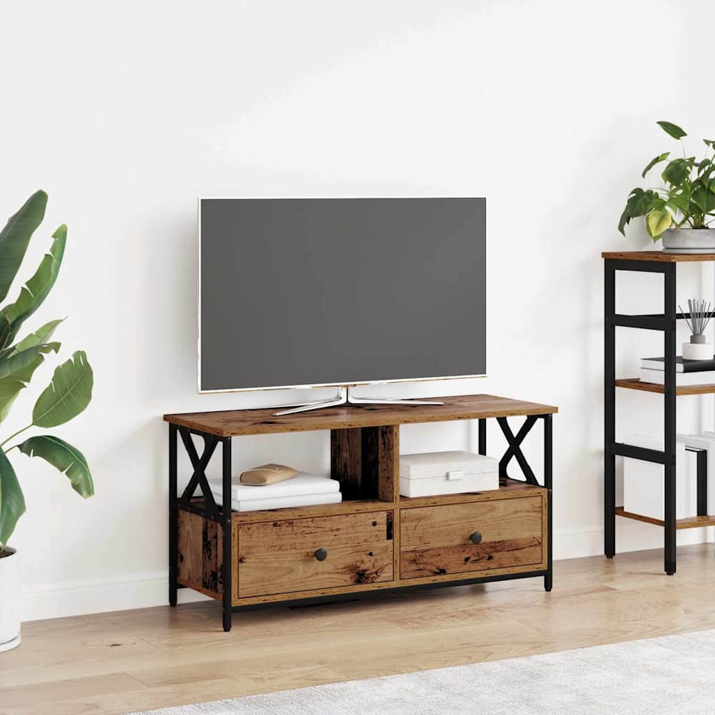 vidaXL TV-Schränk Altholz 90 x 33 x 45 cm Ingenieure Holz und Stahl